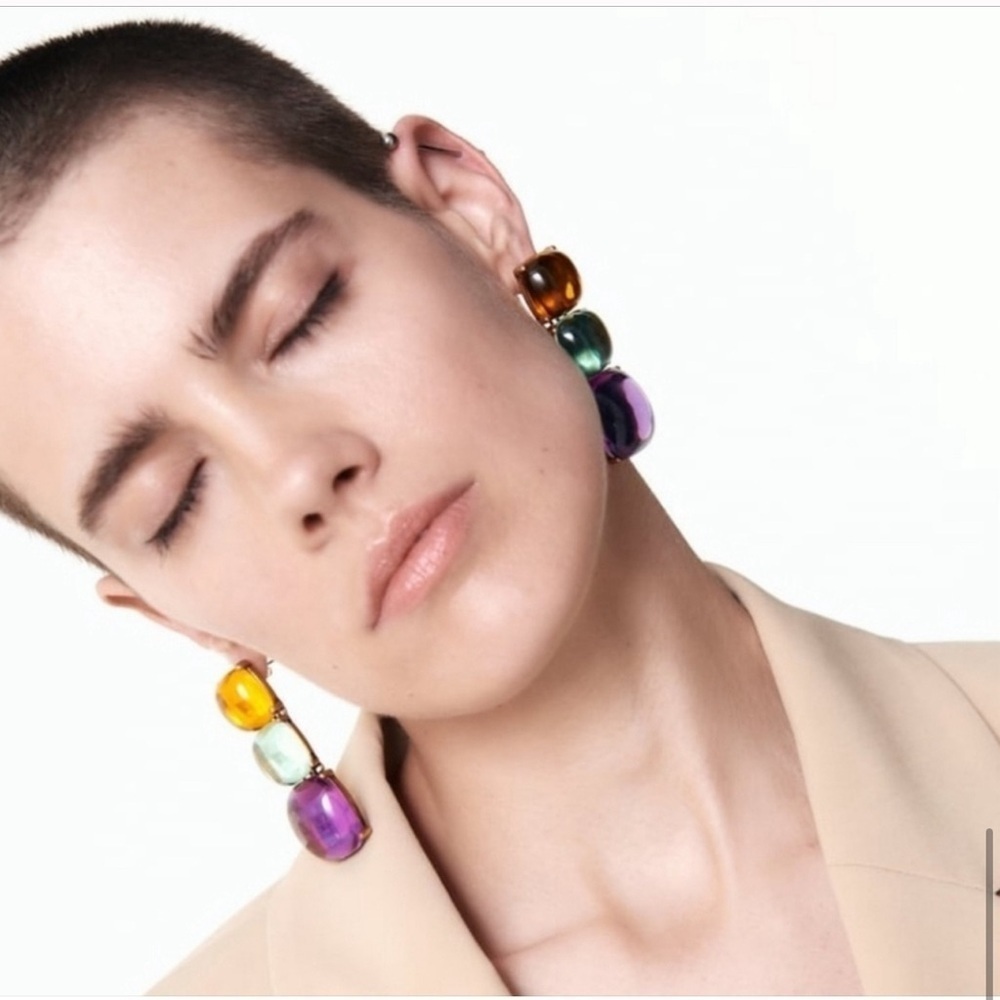 New Zara Multicolor Resin Cube Drop Earrings